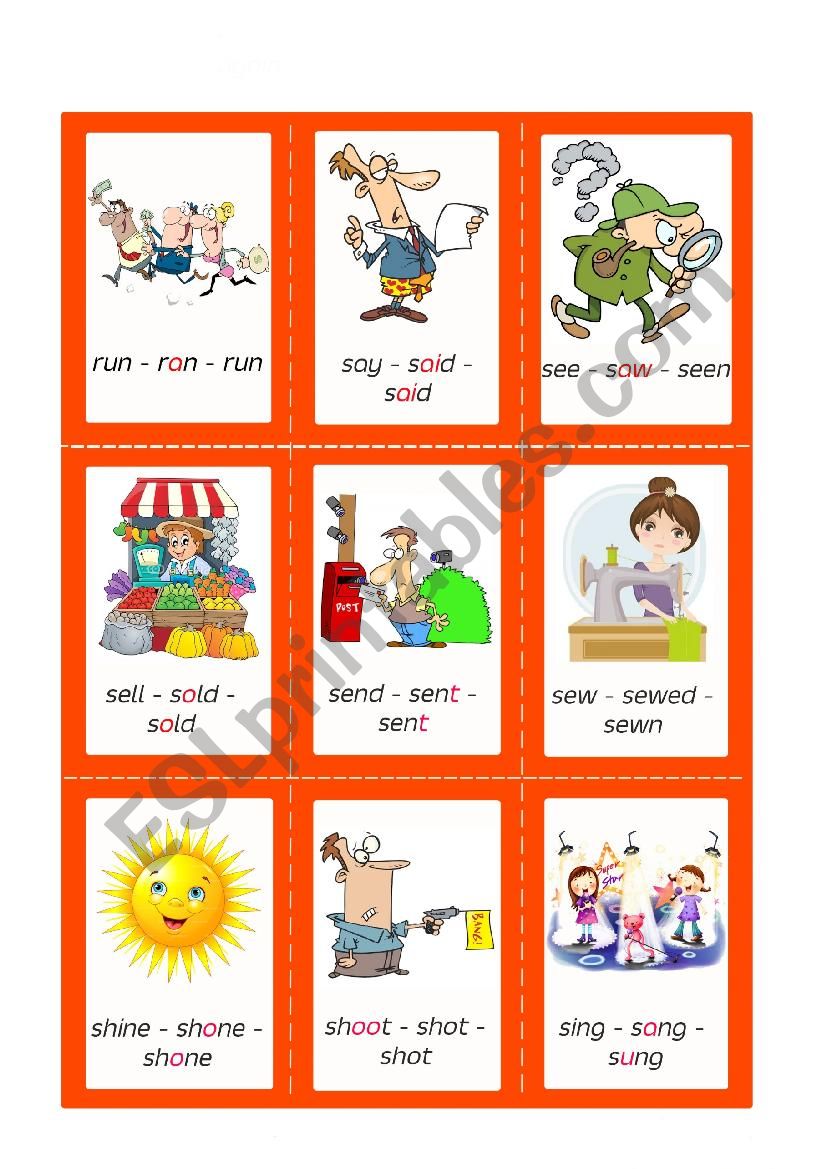 Irregular Verbs - Cards - Set 8/10