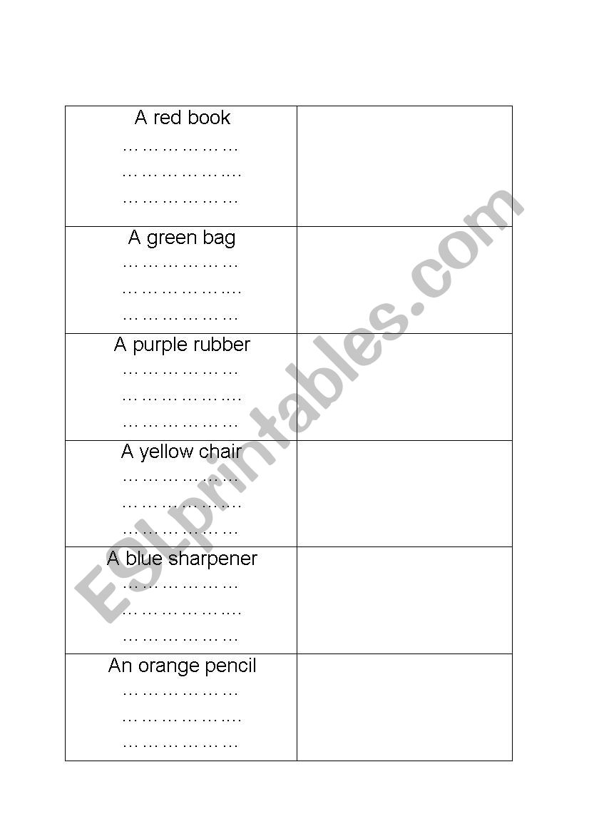 color  worksheet