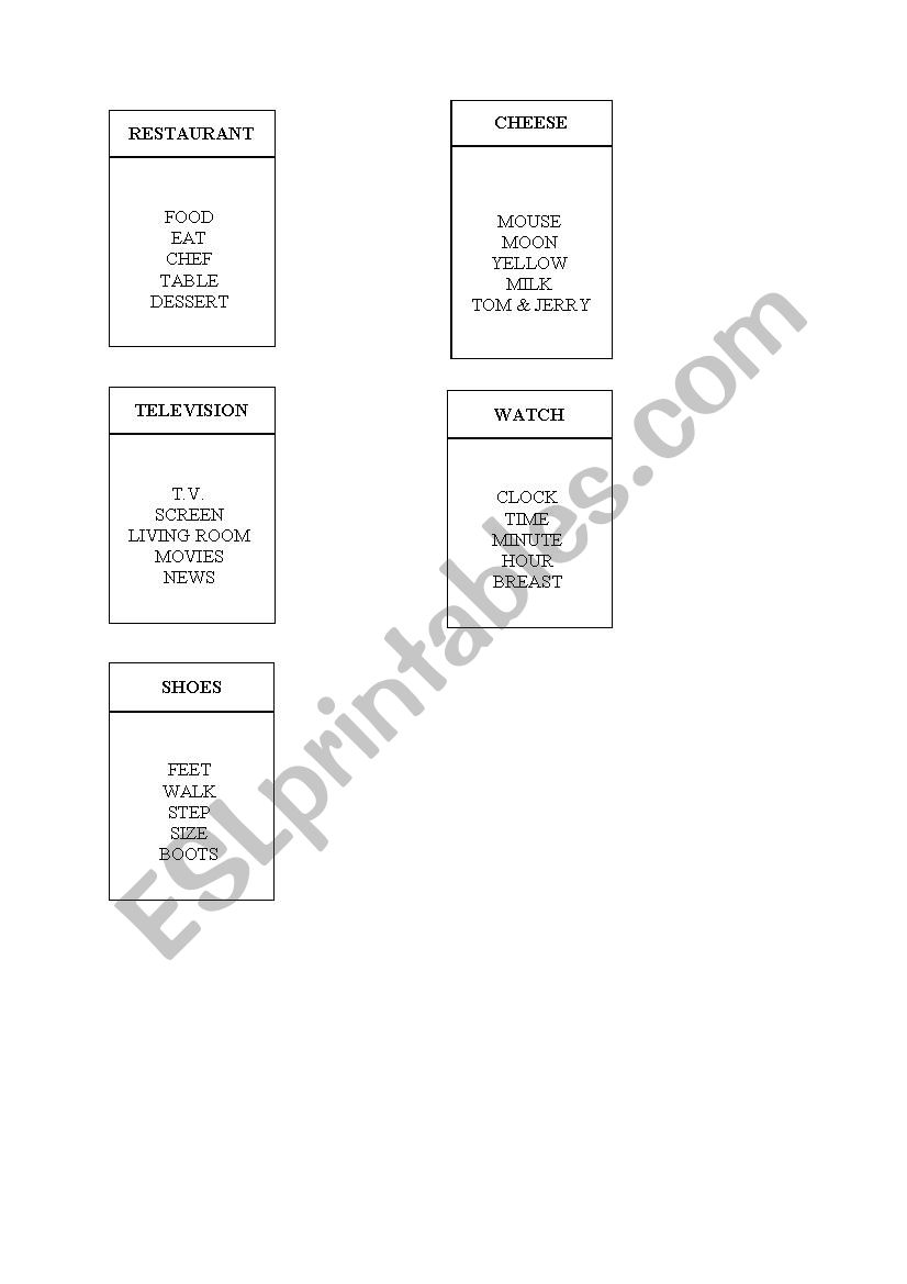 Taboo cards 3 worksheet