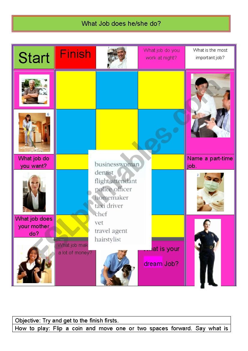 Jobs Boardgames  worksheet