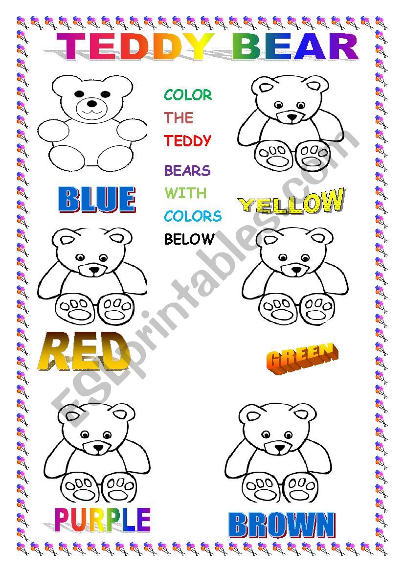 COLORING TEDDY BEAR worksheet