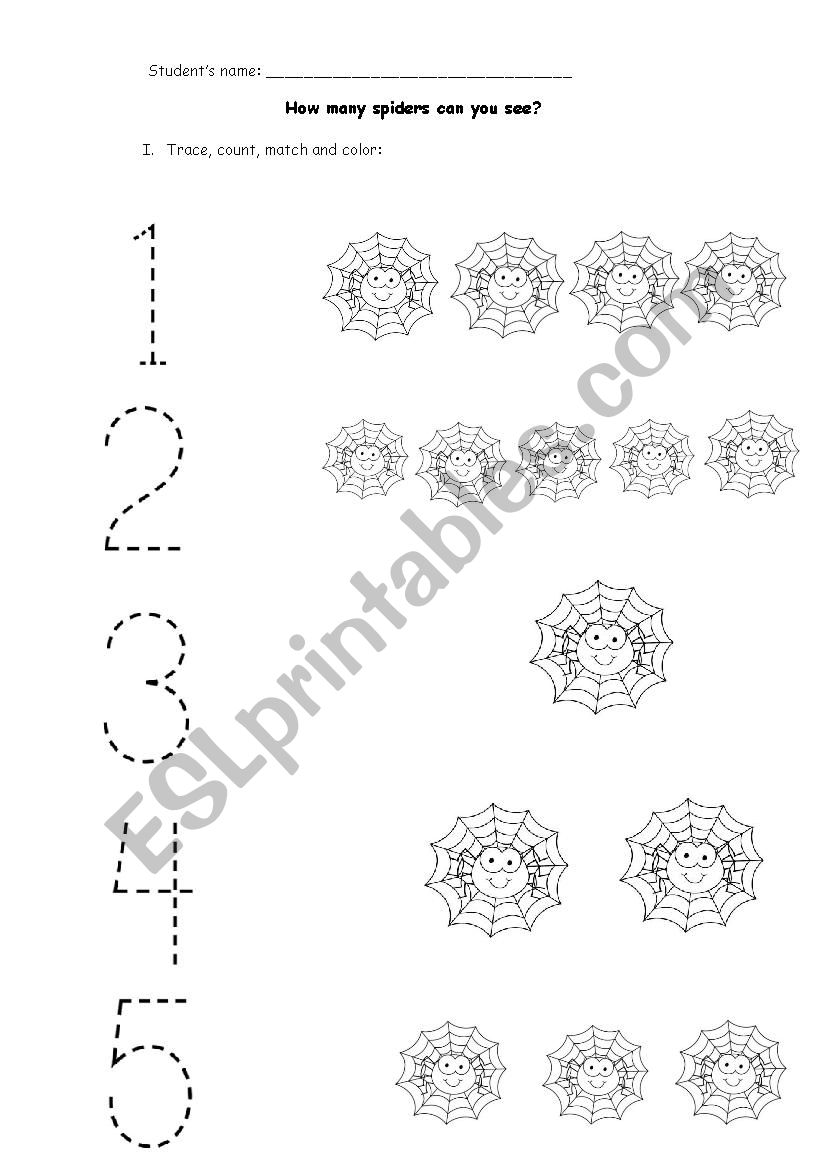 How many spiders can you see? worksheet