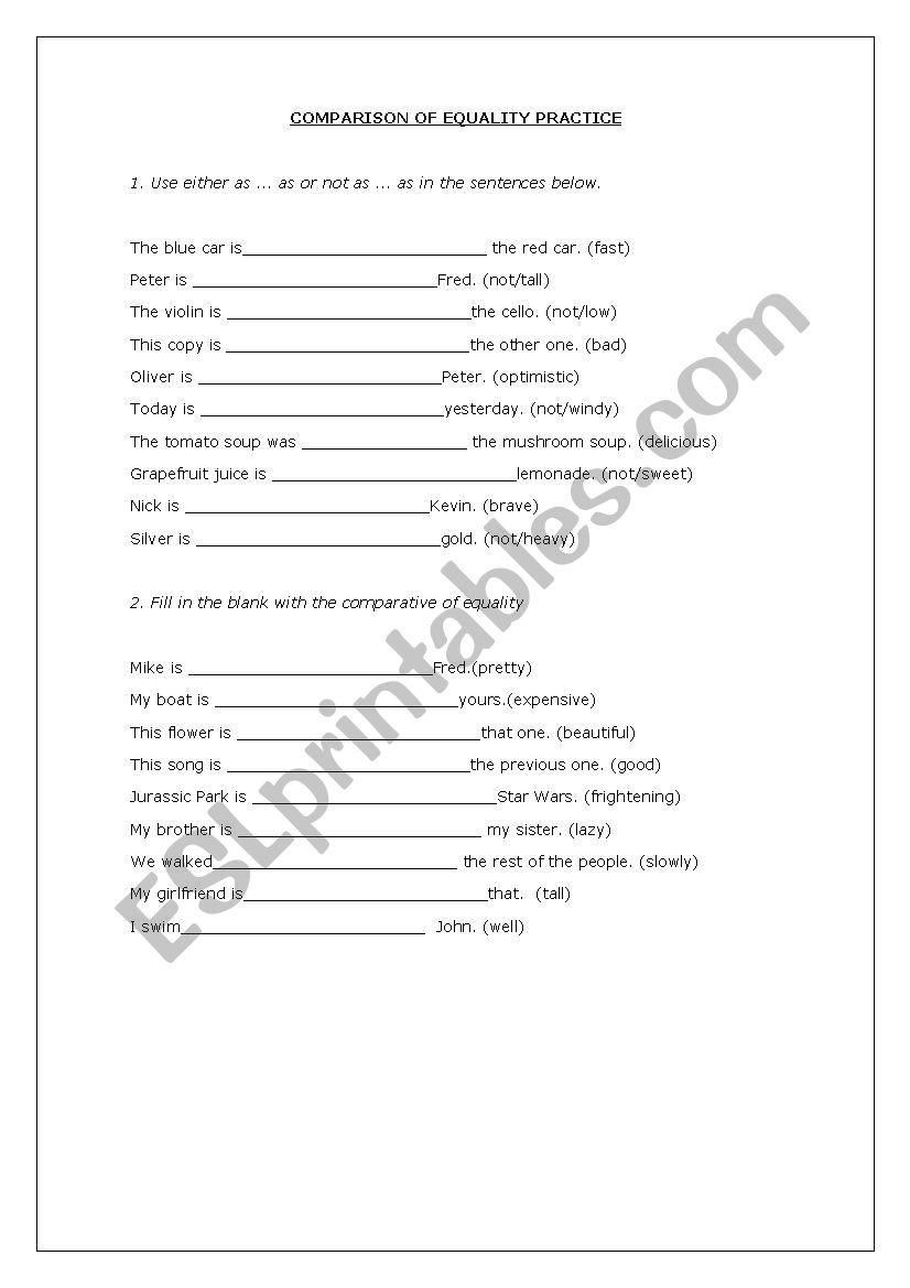 comparative of equality practice 
