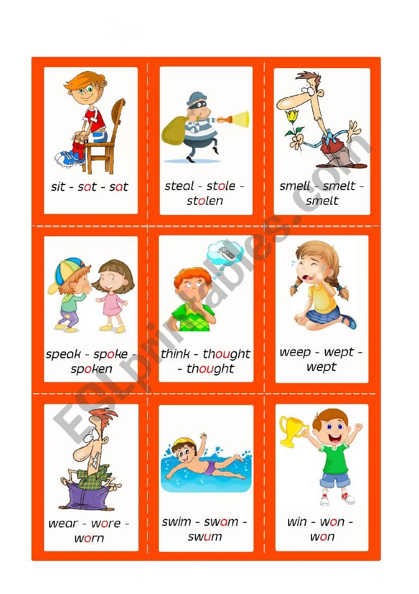 Irregular Verbs - Cards - Set 9/10