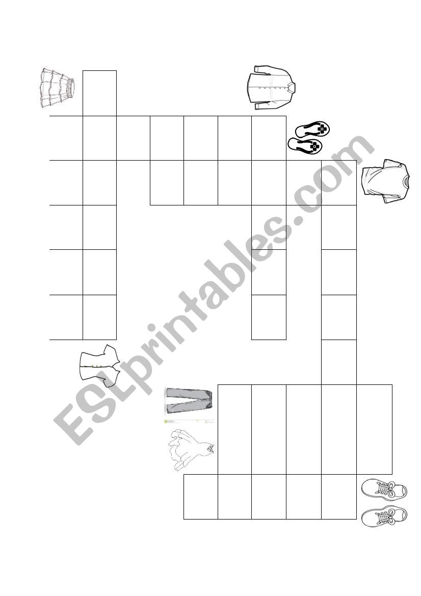 clothes crossword worksheet