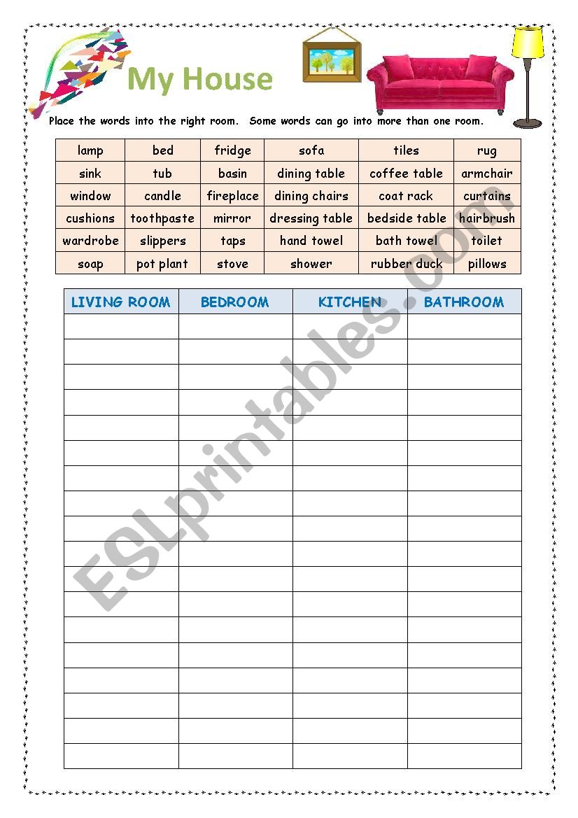 My House worksheet