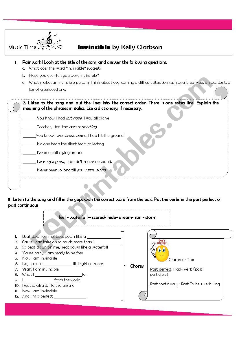 invincible  worksheet