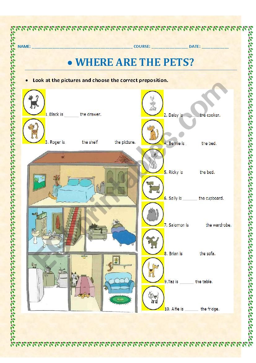 Where are my pets? worksheet