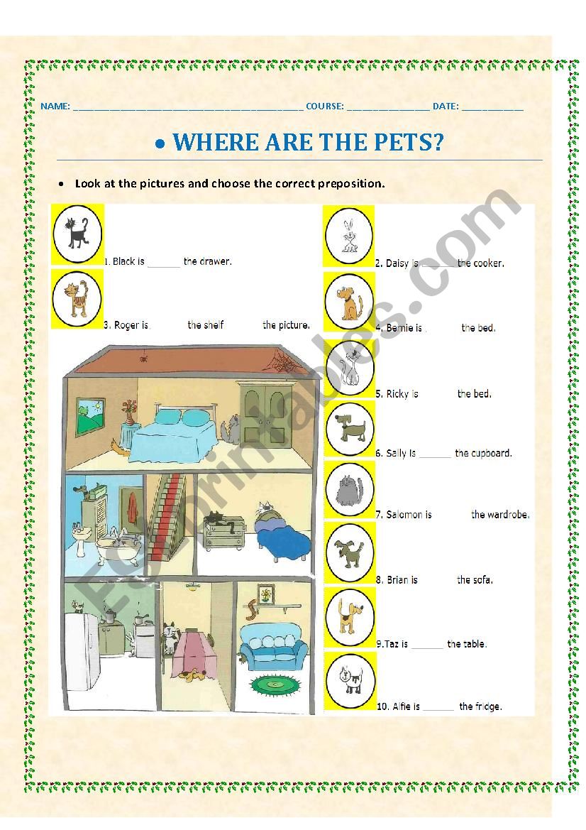 Where are my pets? worksheet