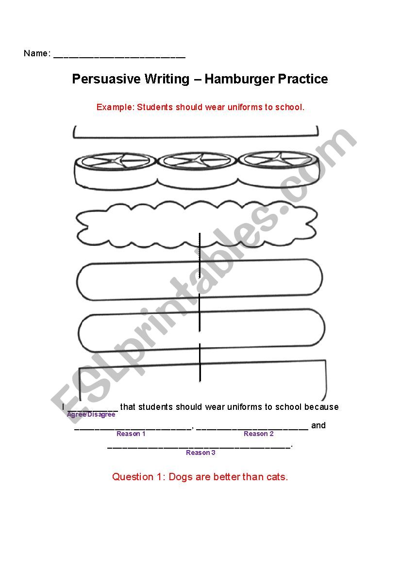 Persuasive Writing Practice worksheet