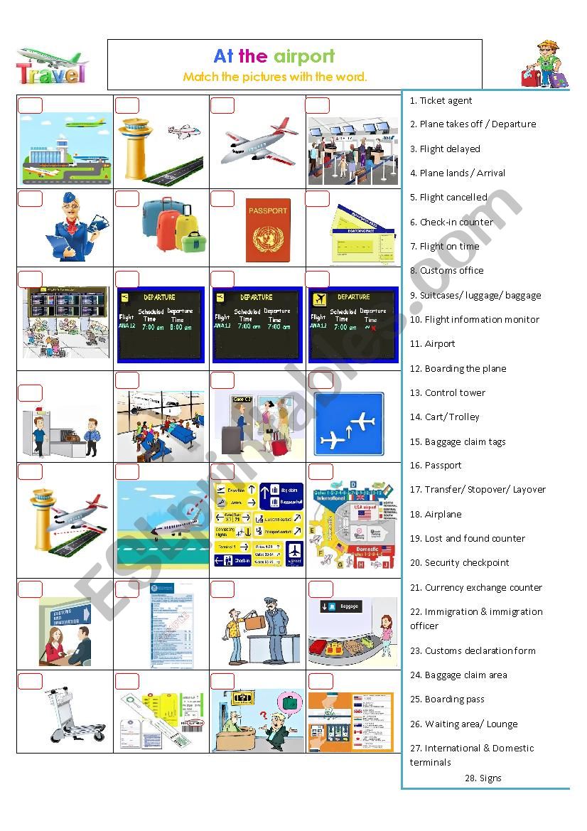 At the airport worksheet