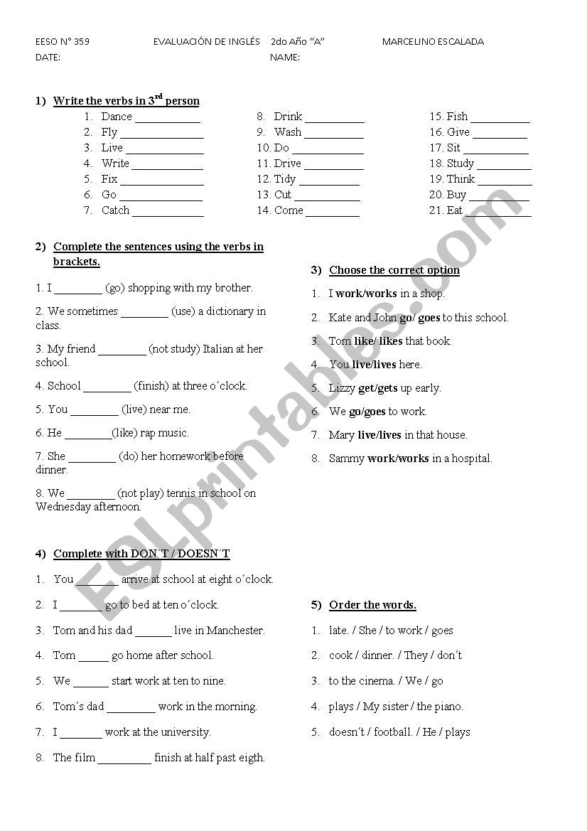 Present Simple worksheet