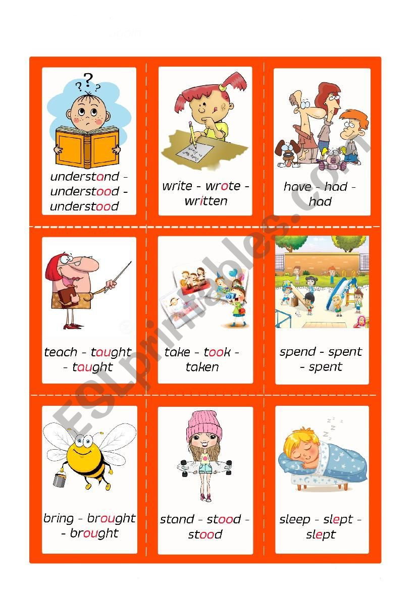 Irregular Verbs - Cards - Set 10/10