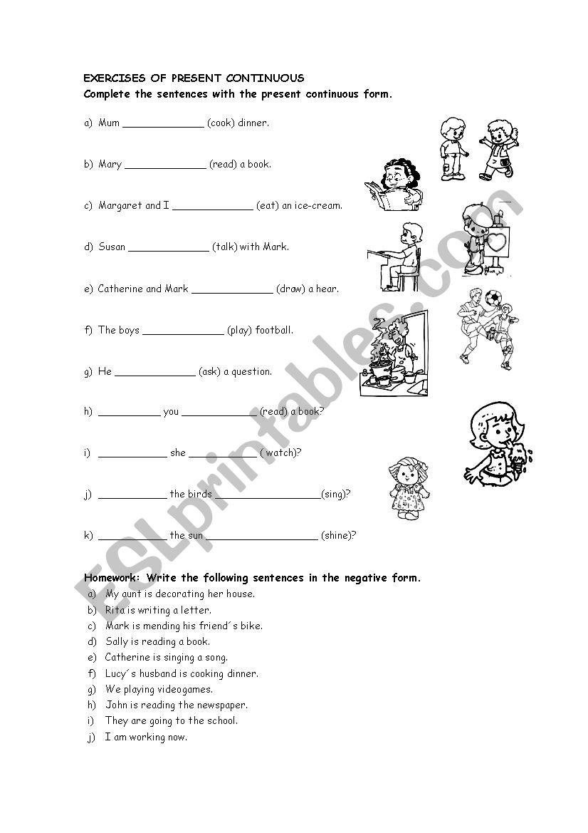 Exercises of Present Continuous