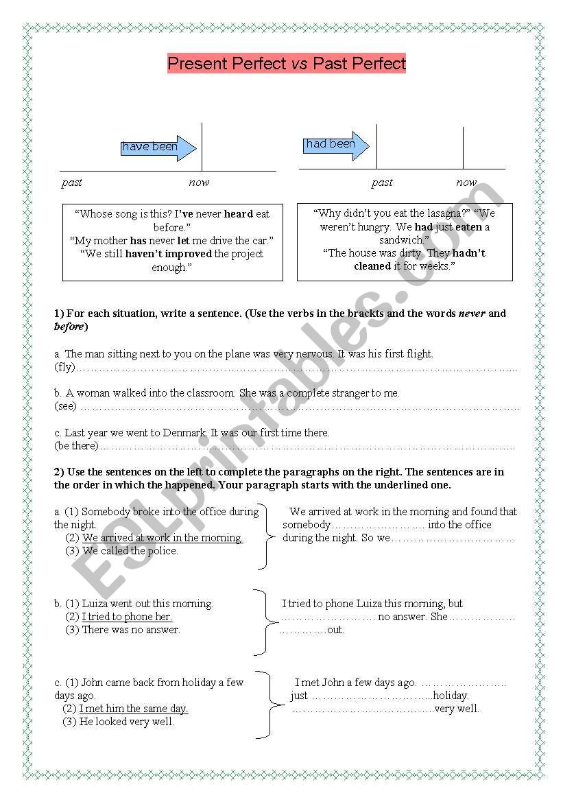 Present Perfect vs Past Perfect