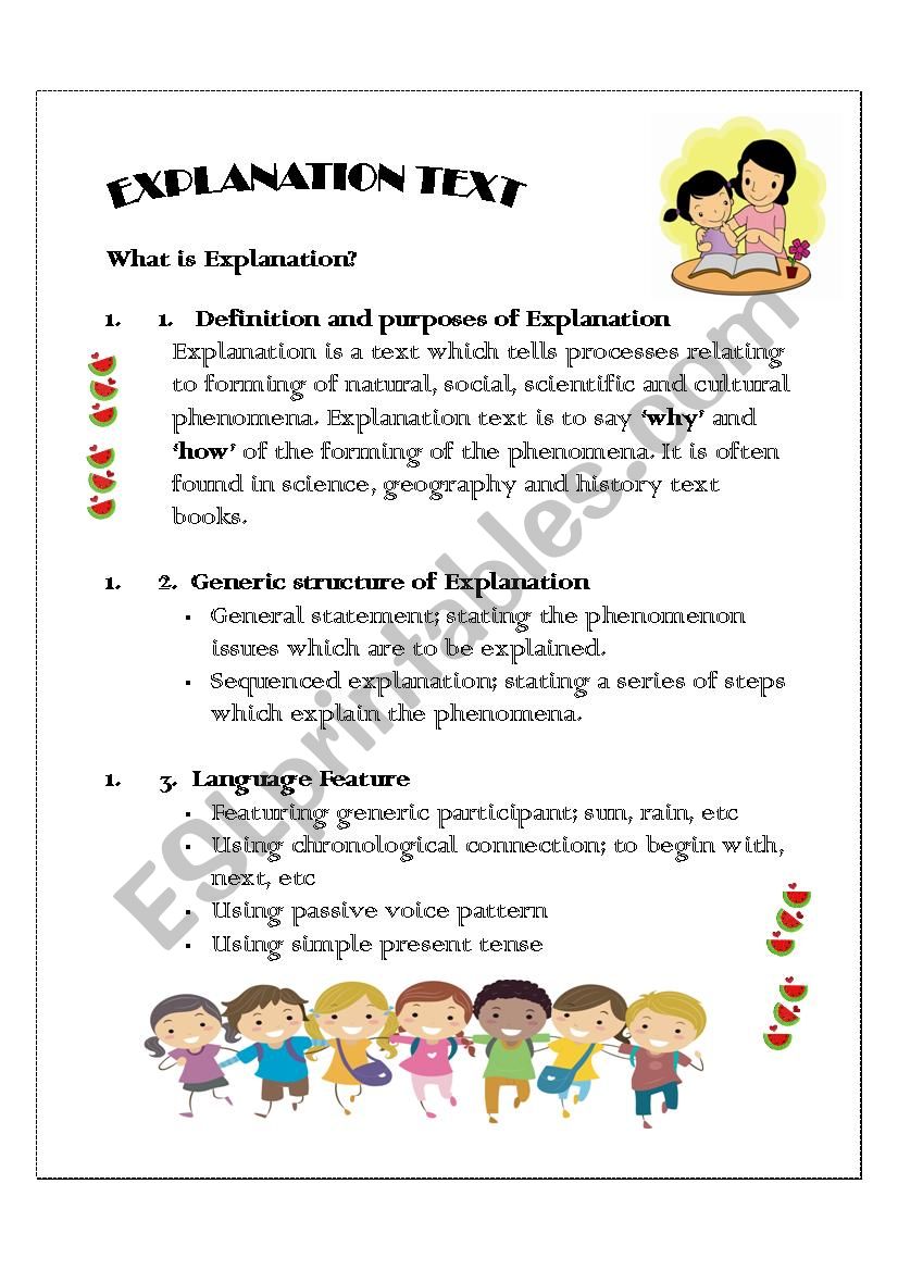 Explanation Text worksheet