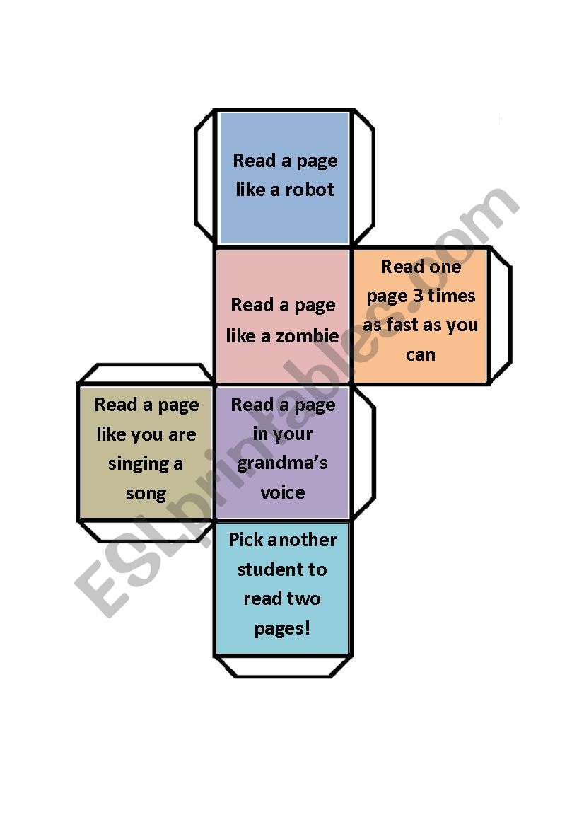 Fun Reading Dice Template worksheet