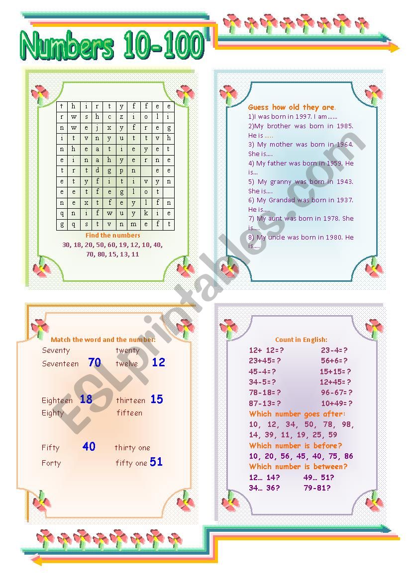 Counting worksheet