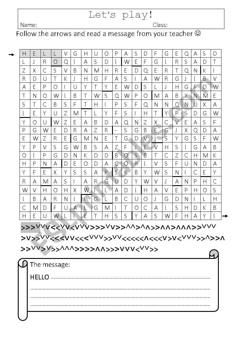 End of the year worksheet (Follow the arrows)