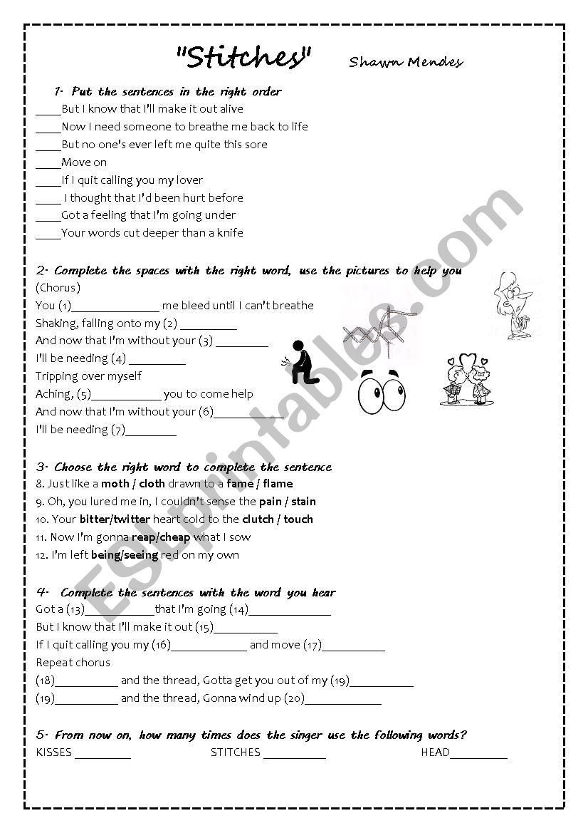 Stitches worksheet