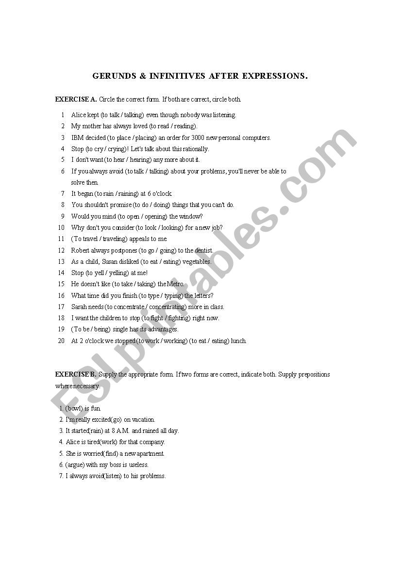 Gerunds vs Infinitives after expressions