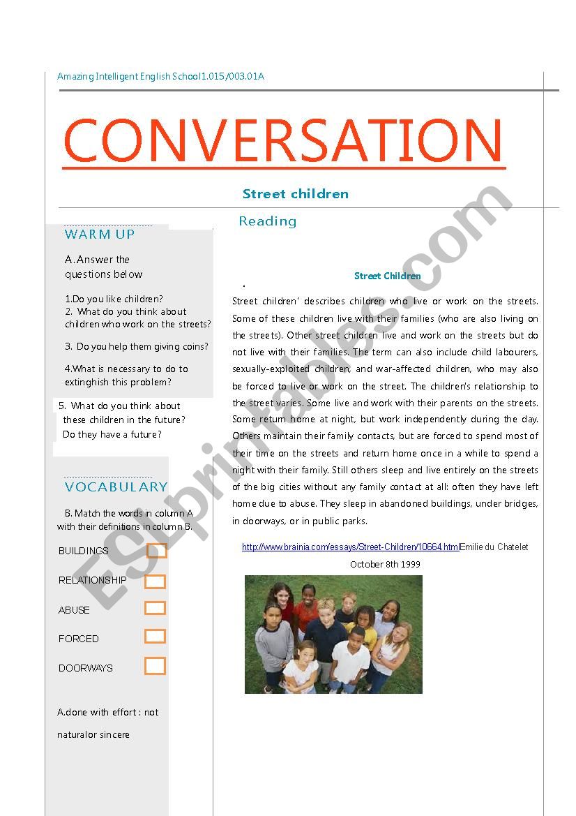 Conversation worksheet