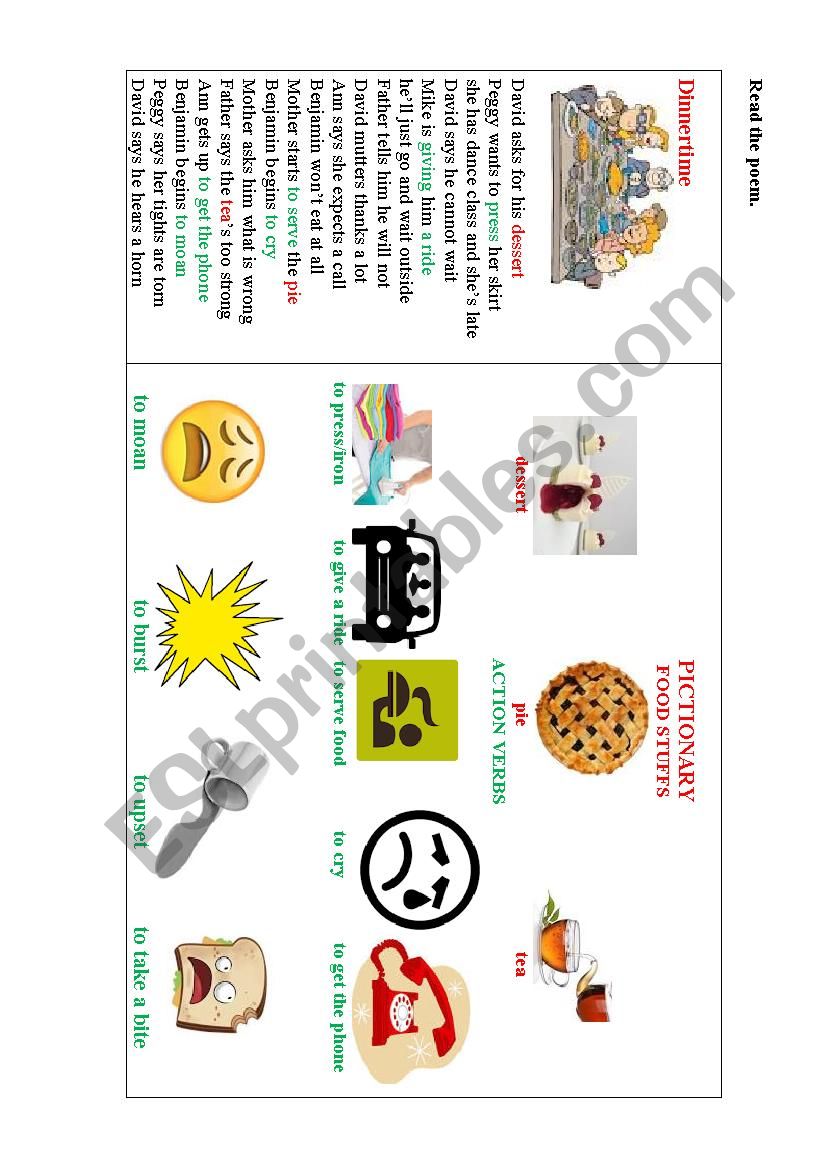 DINNERTIME (a poem) worksheet