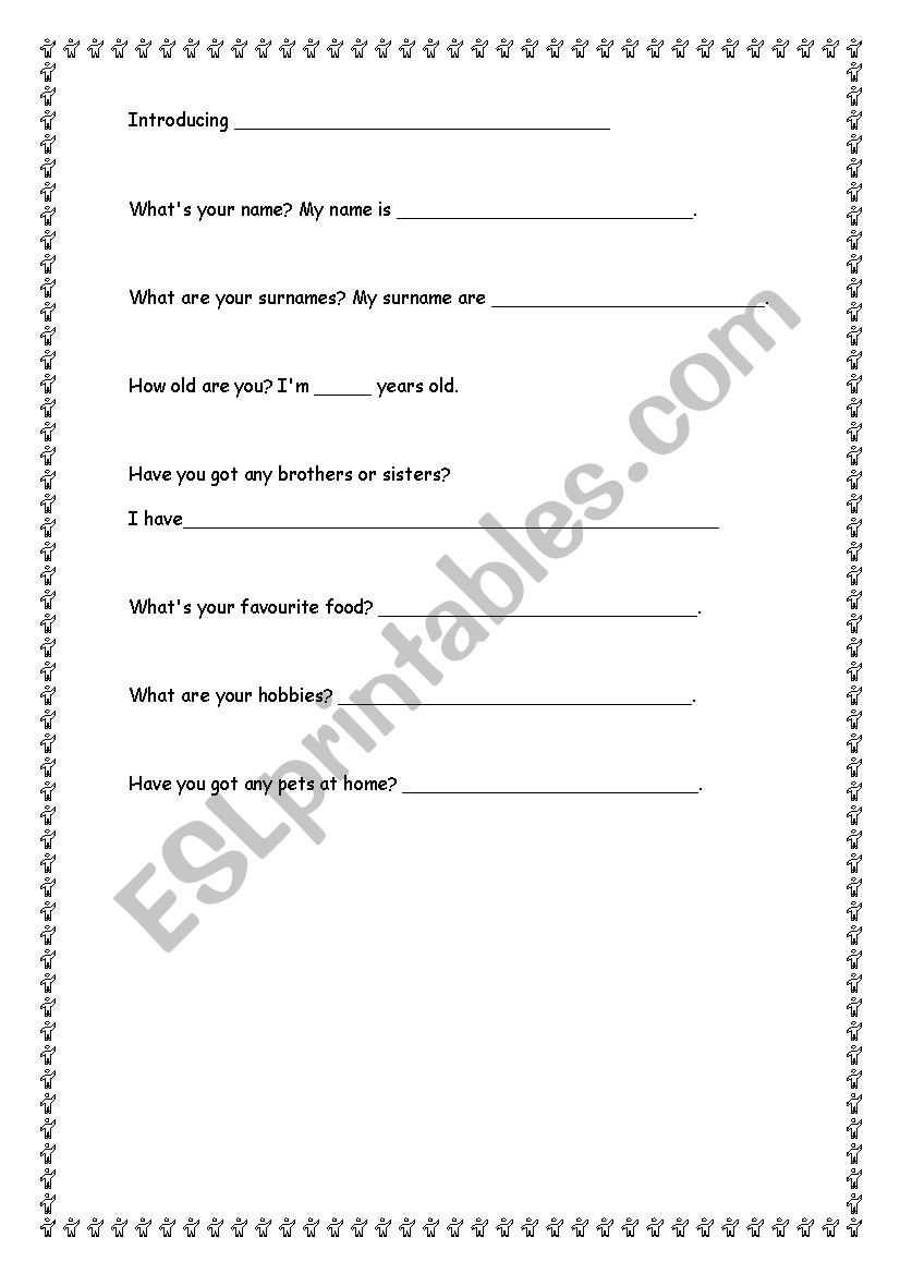 introducing - ESL worksheet by sandra3006