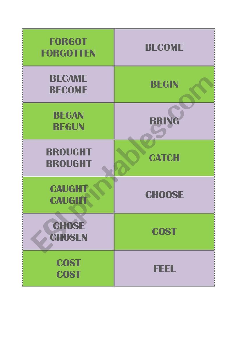 DOMINO - PAST SIMPLE IRREGULAR VERBS 2