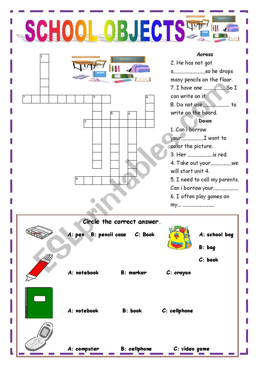 SCHOOL SUPPLY worksheet