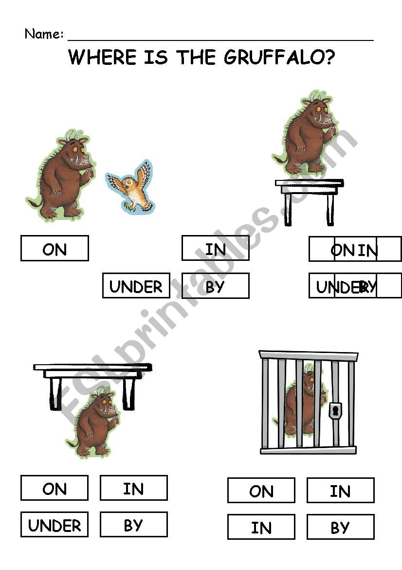 Where is the gruffalo? worksheet