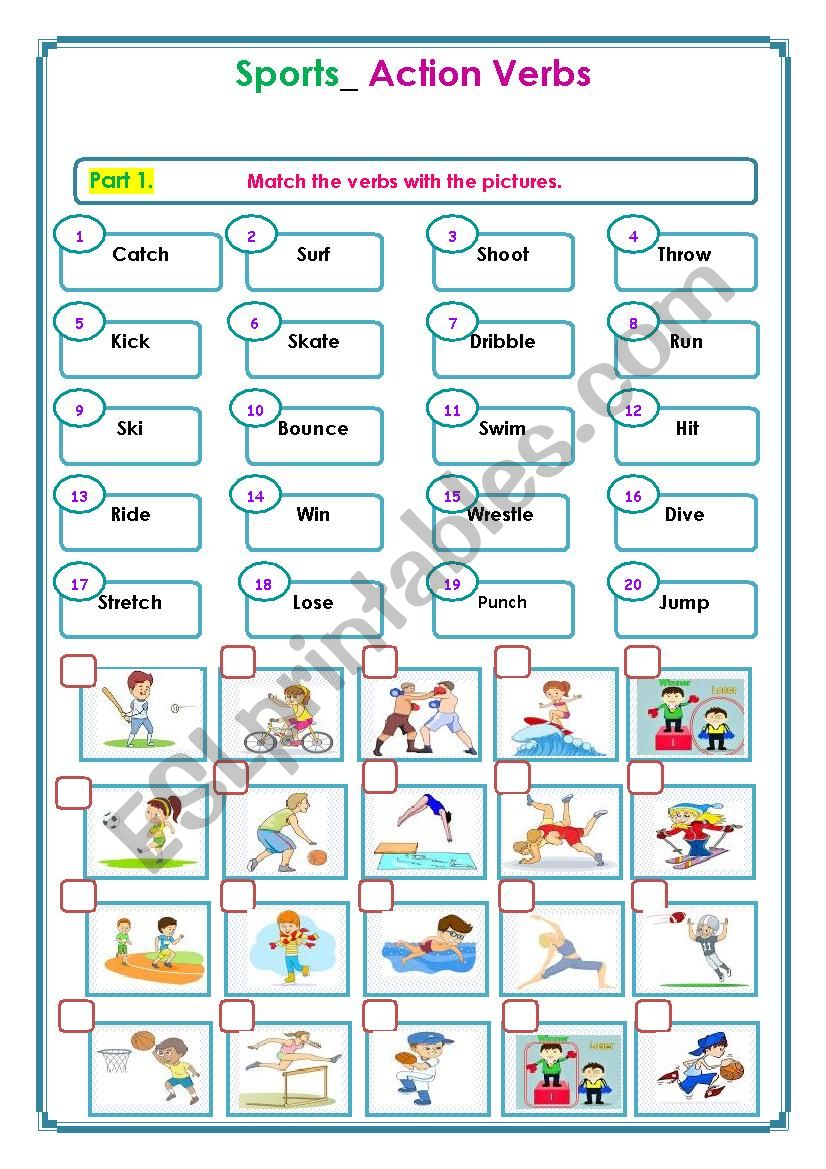 Sports_Action verbs worksheet