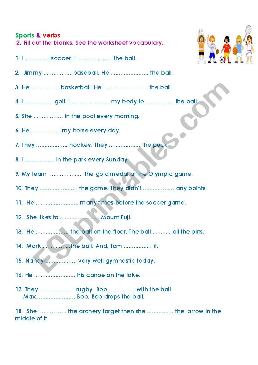 Sports_Action verbs worksheet