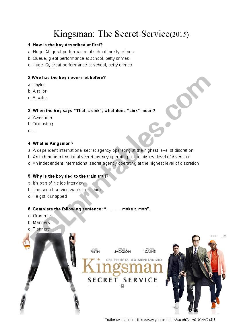 Movie trailer (listening activity) - Kingsman