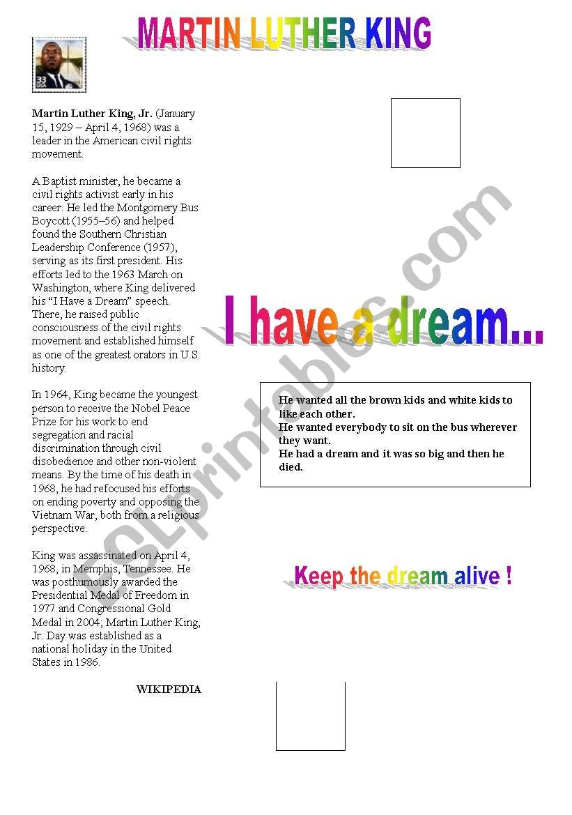 martin luther king worksheet