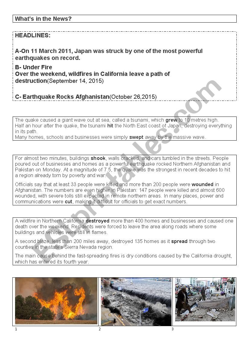 Natural Disasters- What´s in the news?