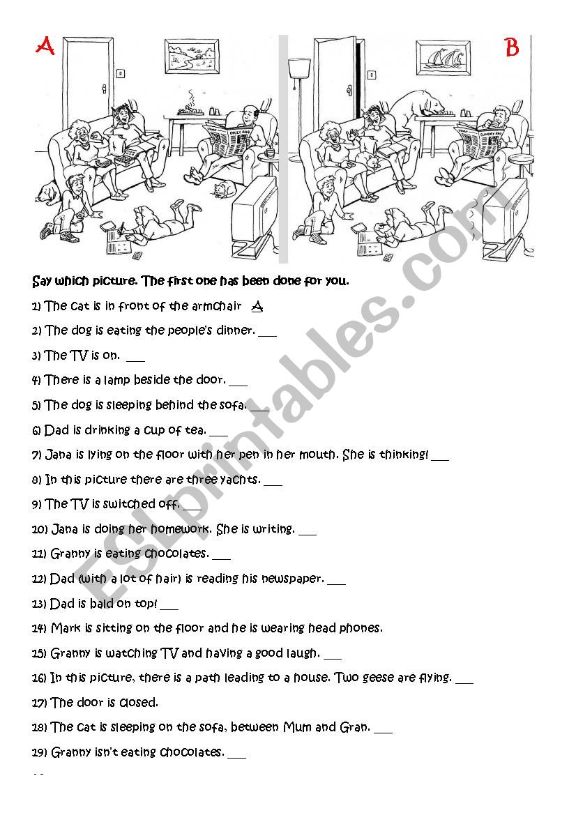 Spot the Differences worksheet