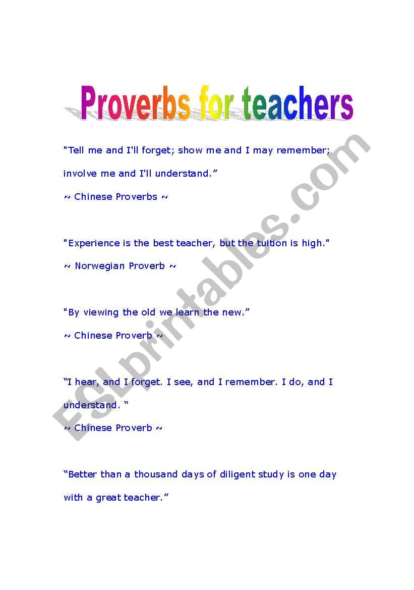 Proverbs for Teachers worksheet