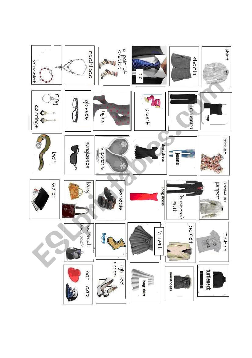 clothes worksheet