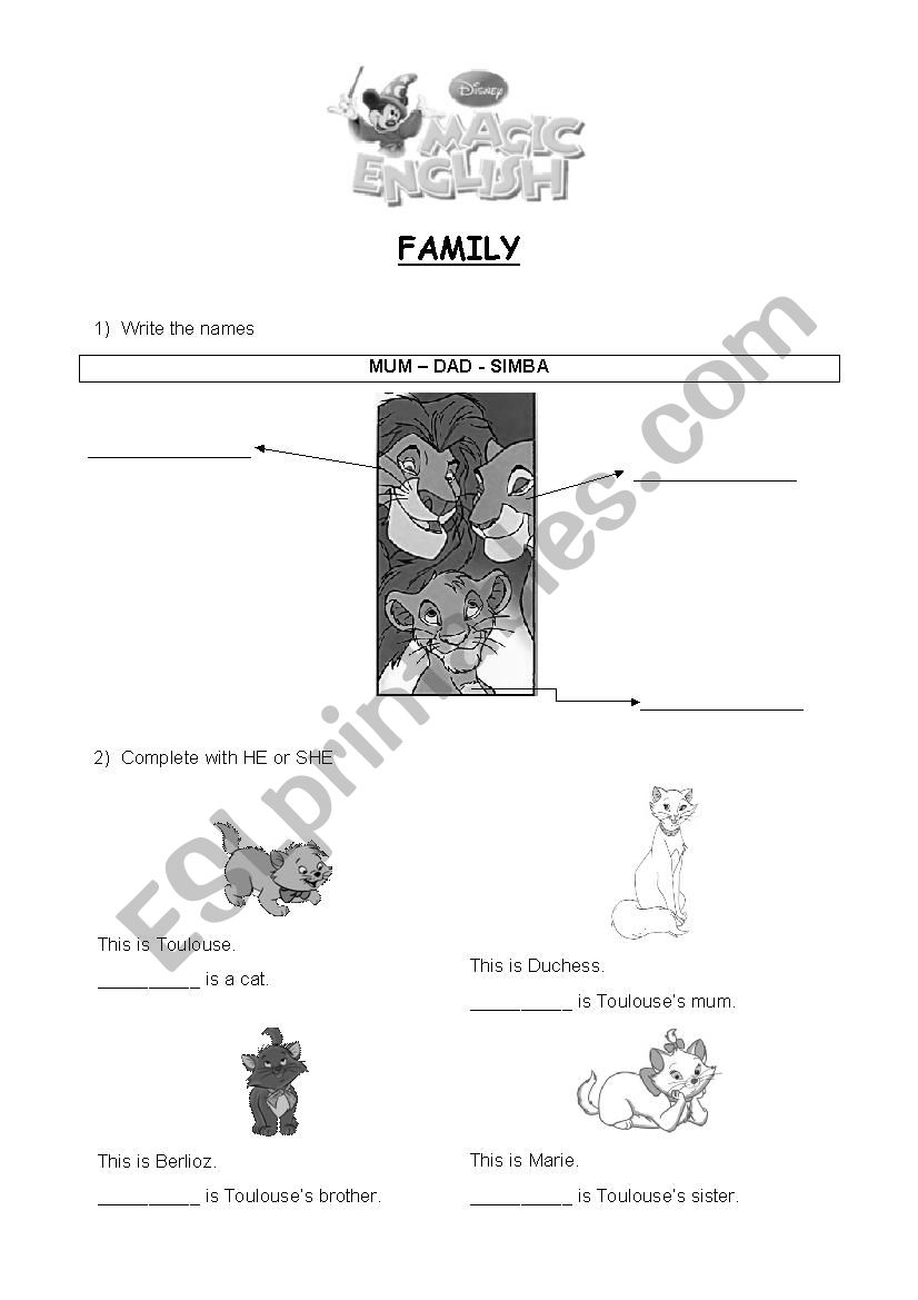 Magic English - Family worksheet