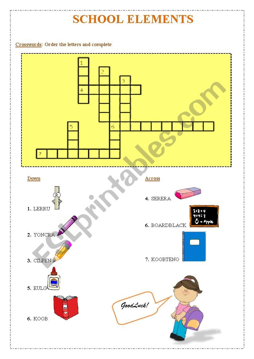 School Elements- Crosswords worksheet