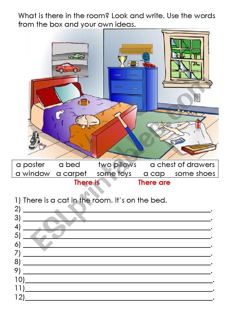 What is there in the room? worksheet