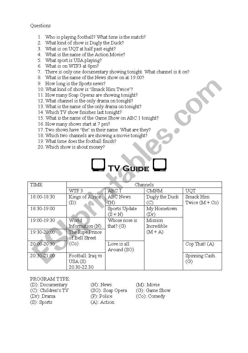 TV Guide Question & Answer Dictation