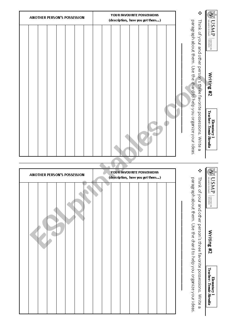 Possessions worksheet