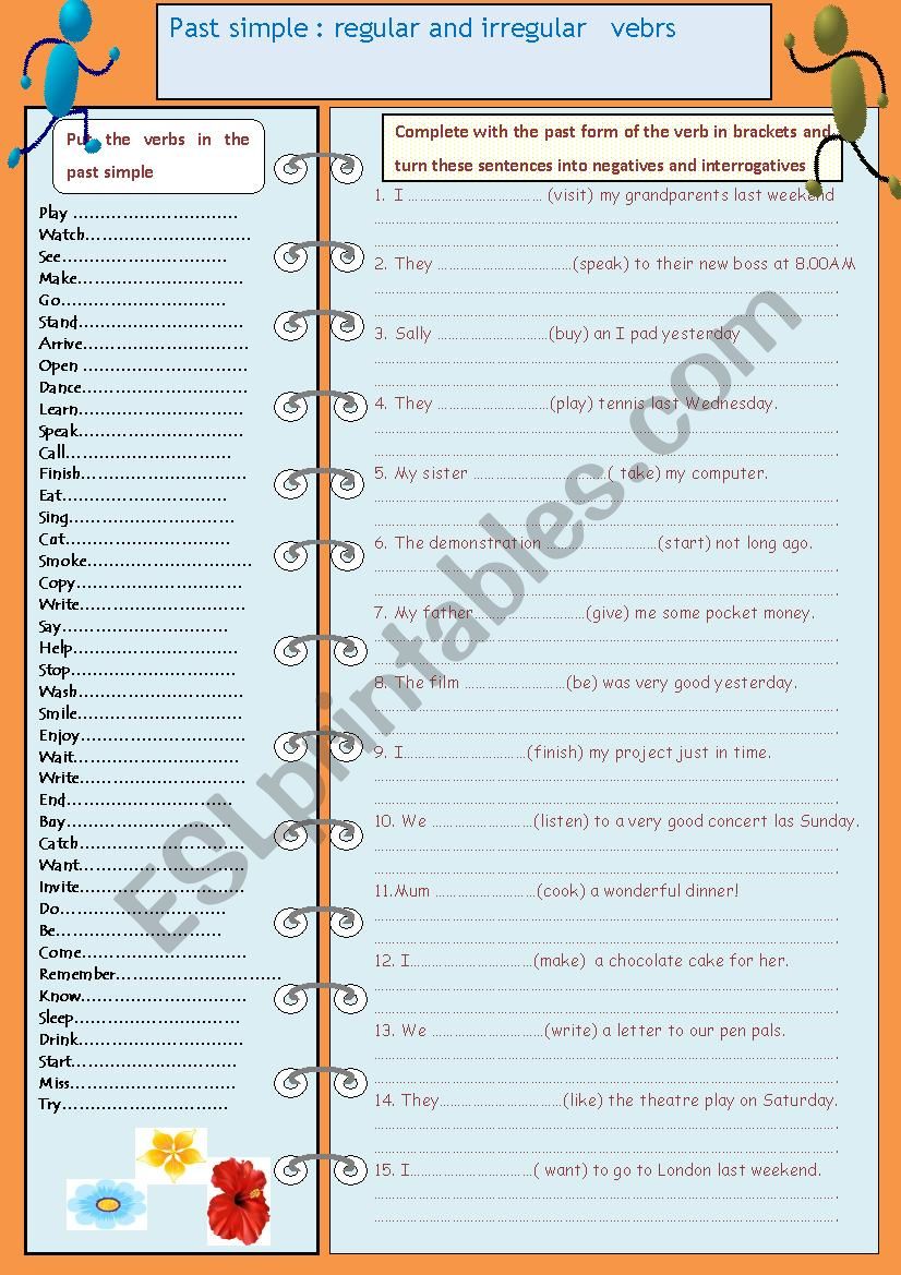 Past simple practice regular and irregular