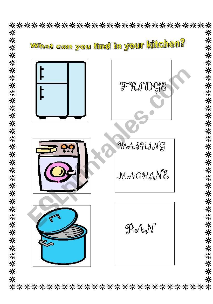 KITCHEN GAME (THREE PAGES) worksheet