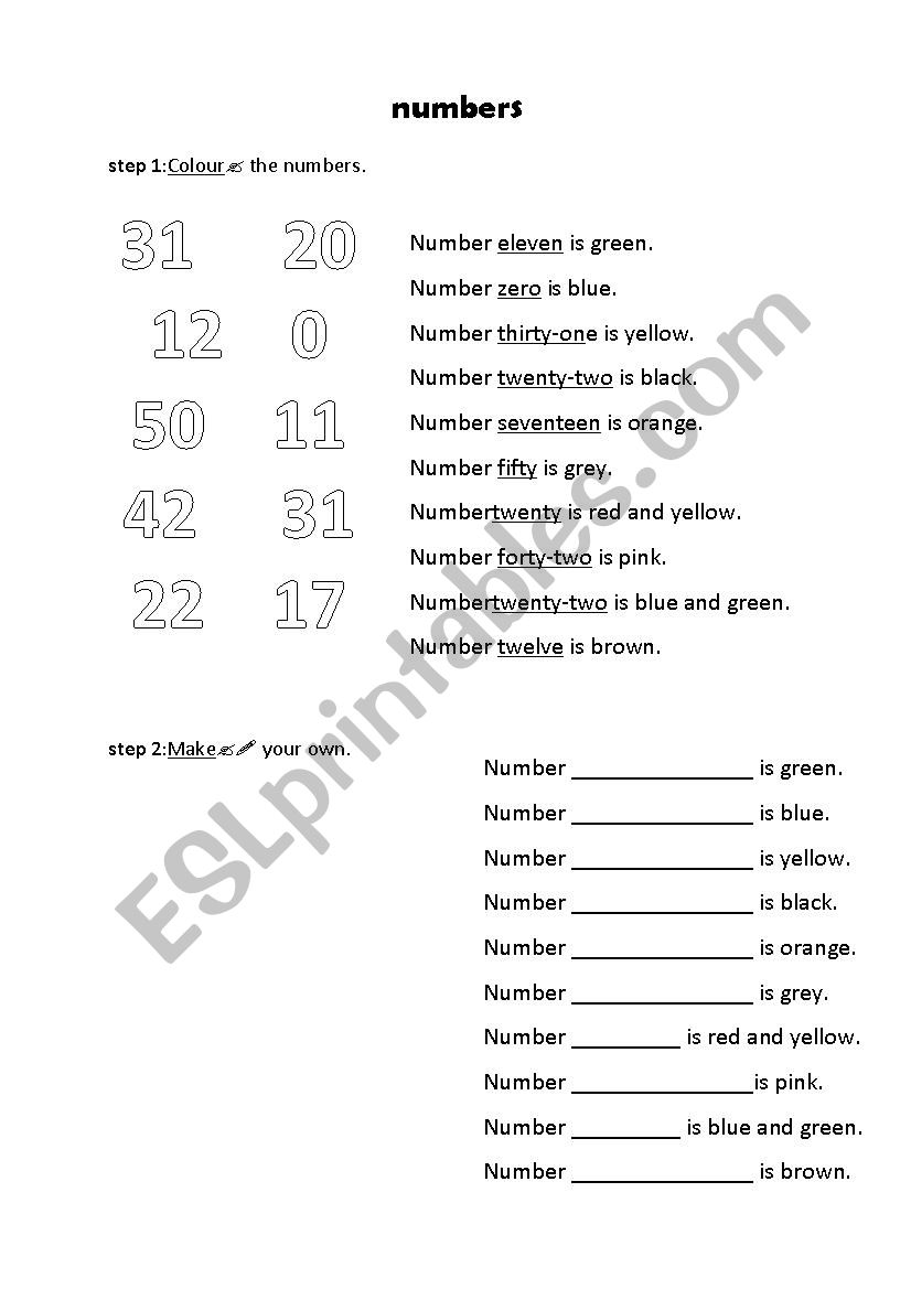 number 0-50 worksheet