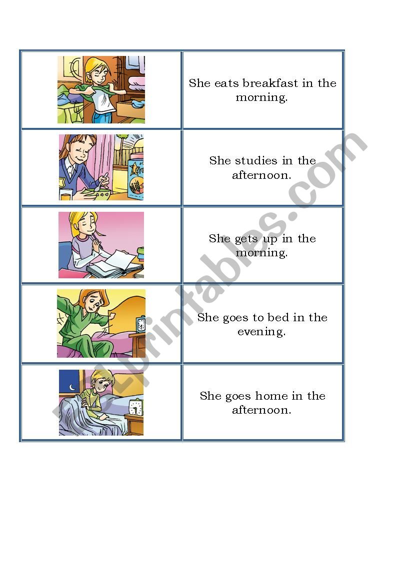 Daily routine domino worksheet