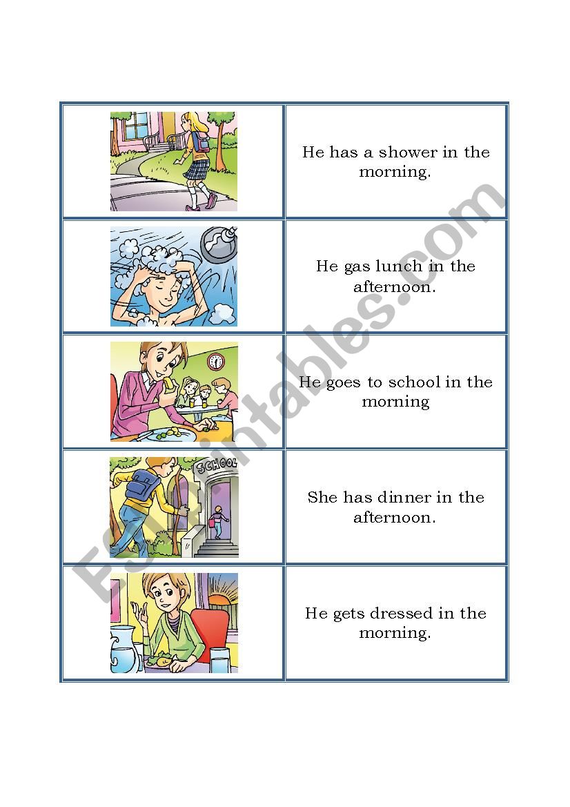 Daily routine domino part 2 worksheet