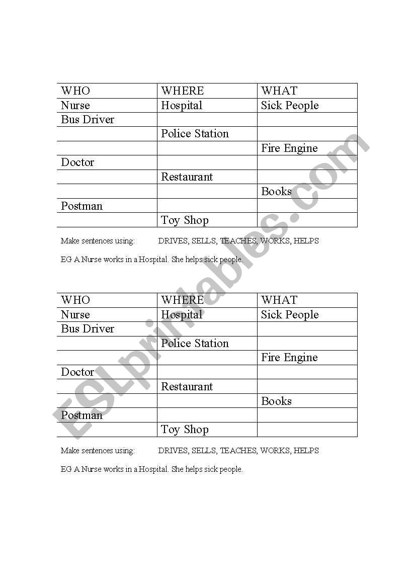 Job location worksheet worksheet